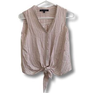 🔹4/$25 Pink & white stripe tie-front top